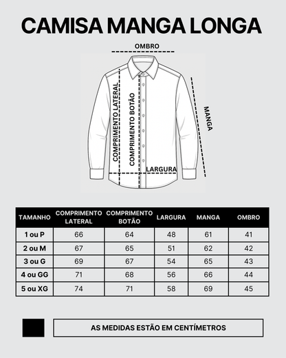 Camisa Botão Longa – Algodão 230 fios - Branco