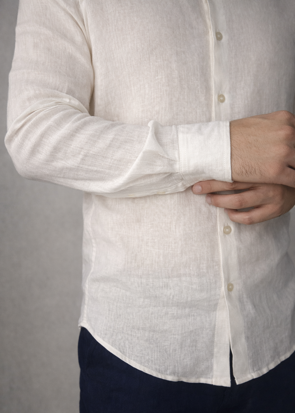 Camisa Botão Longa - Linho Puro - Off White