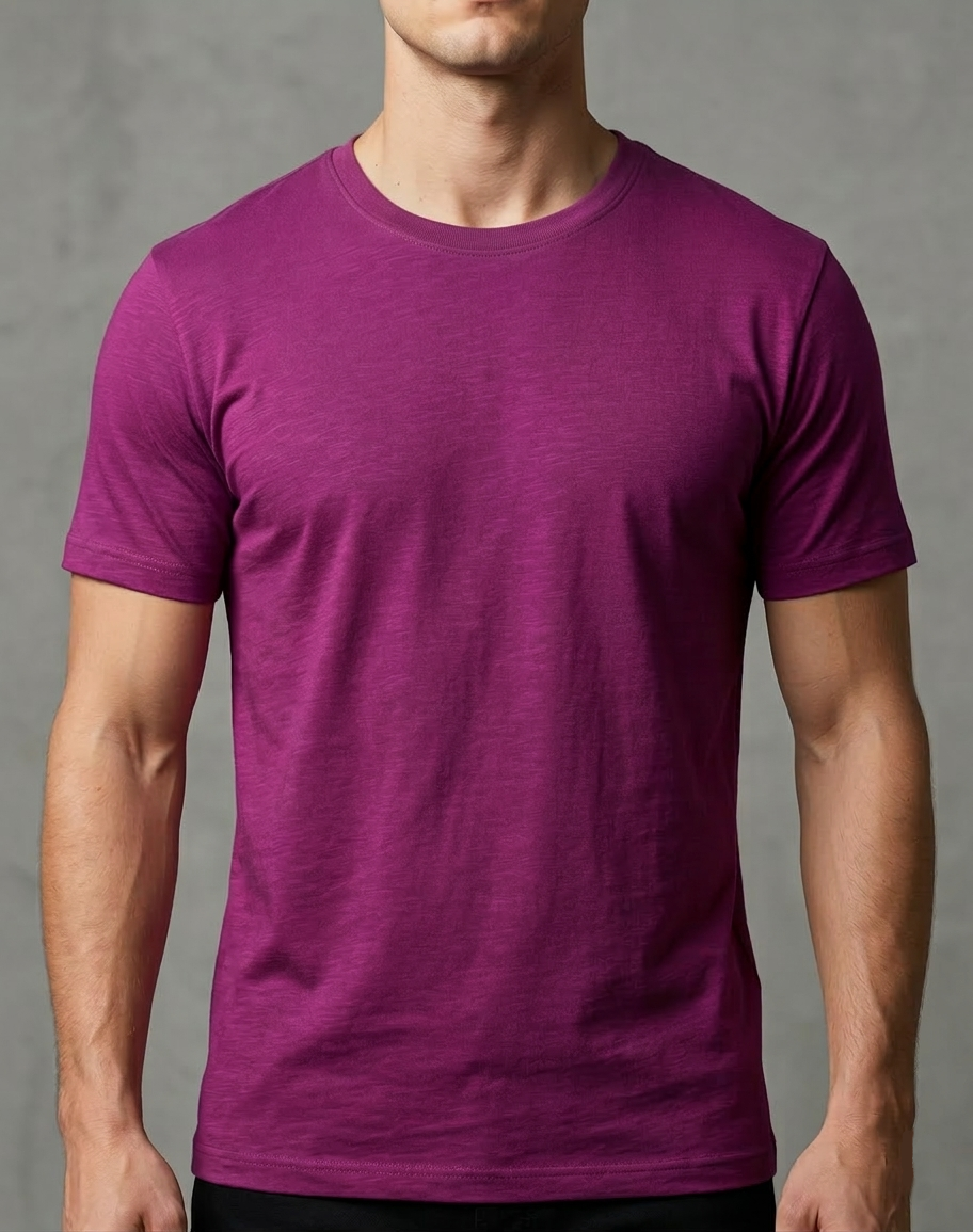 T-SHIRT - Manga Tradicional - 100% Algodão - Roxo