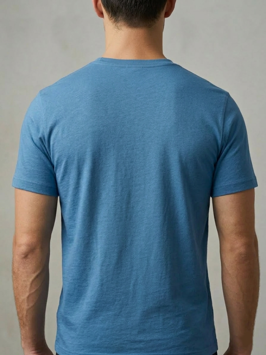 T-SHIRT - Manga Tradicional - 100% Algodão - Azul