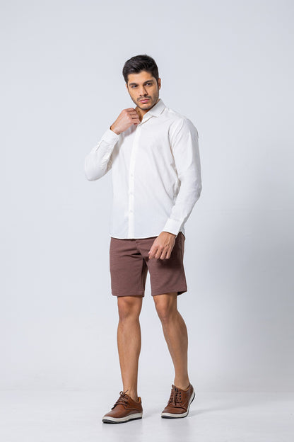 Camisa Botão Longa - Algodão Misto - Off-White