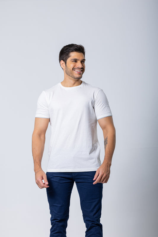T-SHIRT - Manga Dupla – 100% Algodão - Off White