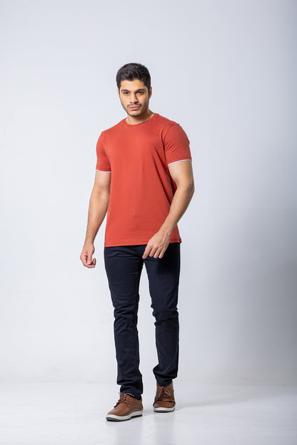 T-SHIRT - Manga Dupla – 100% Algodão - Terracota