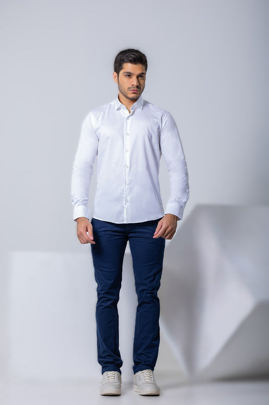 Camisa Botão Longa – Algodão 230 fios - Branco